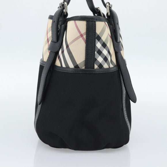 BURBERRY Nova Check Tote Bag Canvas Beige Silver Auth 189960A