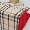 BURBERRY Nova Check Hand Bag Canvas Beige Silver Auth 189961A-15