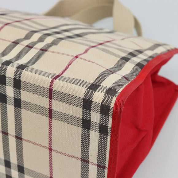 BURBERRY Nova Check Hand Bag Canvas Beige Silver Auth 189961A