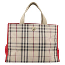 BURBERRY Nova Check Hand Bag Canvas Beige Silver Auth 189961A-13