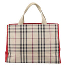 BURBERRY Nova Check Hand Bag Canvas Beige Silver Auth 189961A-2