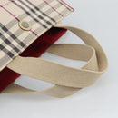 BURBERRY Nova Check Hand Bag Canvas Beige Silver Auth 189961A-7