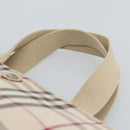 BURBERRY Nova Check Hand Bag Canvas Beige Silver Auth 189961A-8
