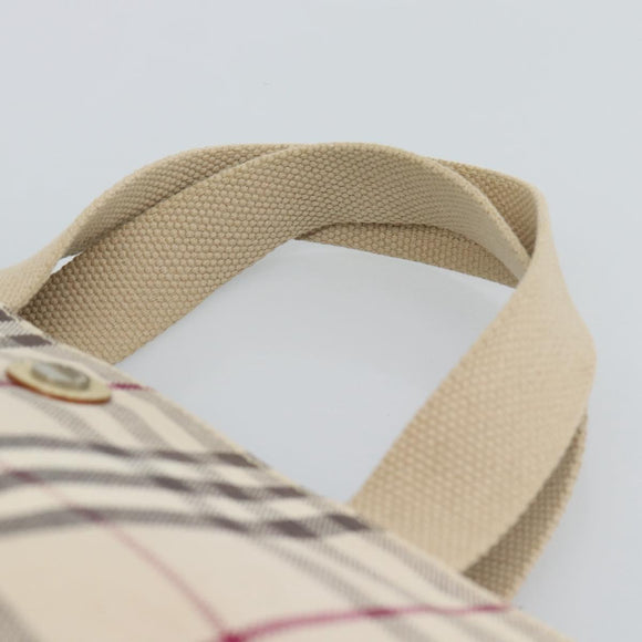 BURBERRY Nova Check Hand Bag Canvas Beige Silver Auth 189961A