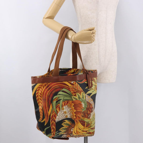 Salvatore Ferragamo Tote Bag PVC Canvas Multicolor Gold Auth 189962A