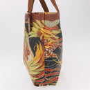Salvatore Ferragamo Tote Bag PVC Canvas Multicolor Gold Auth 189962A-3