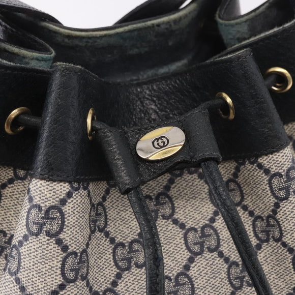 GUCCI GG Supreme Sherry Line Shoulder Bag PVC Navy Gold 41 02 034 Auth 189963