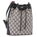 GUCCI GG Supreme Sherry Line Shoulder Bag PVC Navy Gold 41 02 034 Auth 189963-1