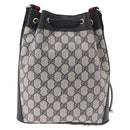 GUCCI GG Supreme Sherry Line Shoulder Bag PVC Navy Gold 41 02 034 Auth 189963-2