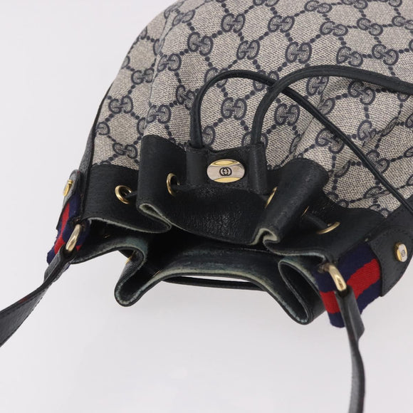 GUCCI GG Supreme Sherry Line Shoulder Bag PVC Navy Gold 41 02 034 Auth 189963