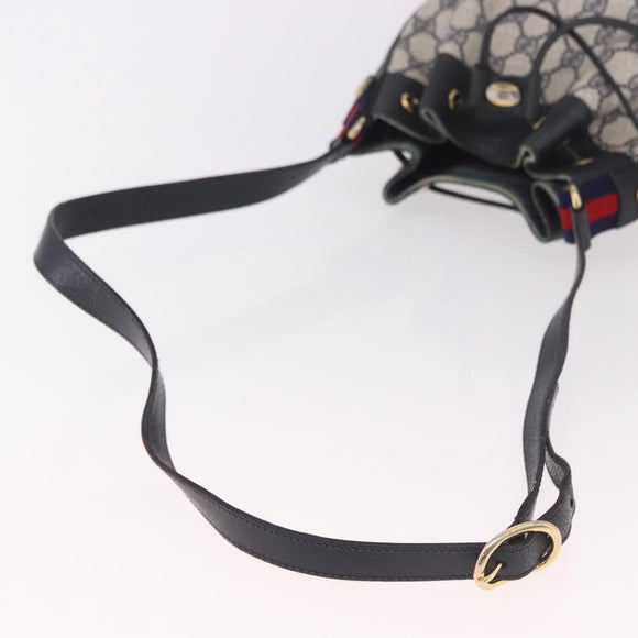 GUCCI GG Supreme Sherry Line Shoulder Bag PVC Navy Gold 41 02 034 Auth 189963