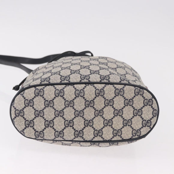 GUCCI GG Supreme Sherry Line Shoulder Bag PVC Navy Gold 41 02 034 Auth 189963