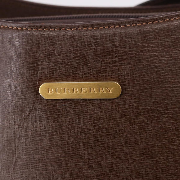 BURBERRY Schoudertas Leer Bruin Goud Auth 189965