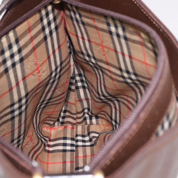 BURBERRY Schoudertas Leer Bruin Goud Auth 189965