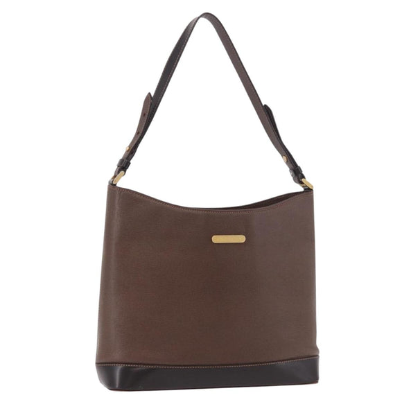 BURBERRY Schoudertas Leer Bruin Goud Auth 189965