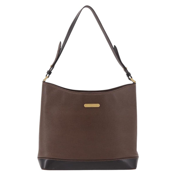 BURBERRY Schoudertas Leer Bruin Goud Auth 189965