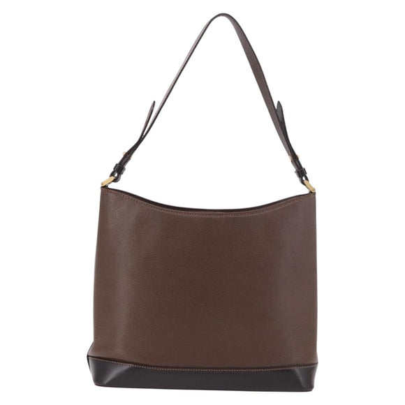 BURBERRY Schoudertas Leer Bruin Goud Auth 189965