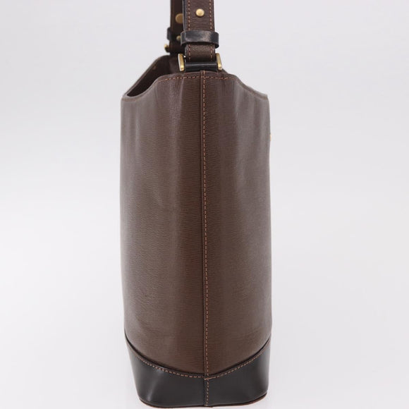 BURBERRY Schoudertas Leer Bruin Goud Auth 189965