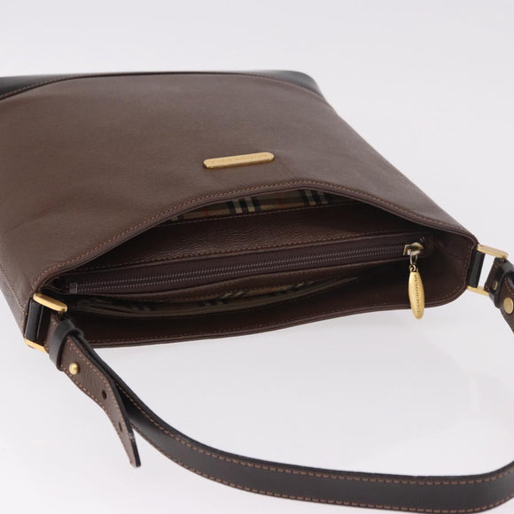 BURBERRY Schoudertas Leer Bruin Goud Auth 189965