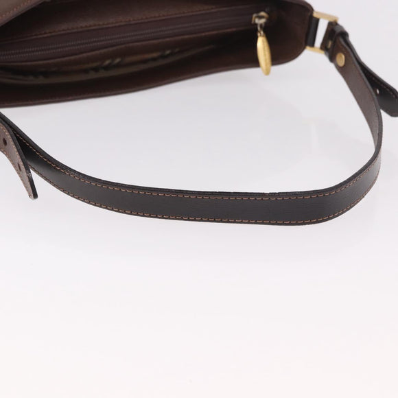 BURBERRY Schoudertas Leer Bruin Goud Auth 189965