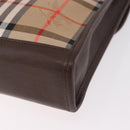 Burberrys Nova Check Clutch Bag Canvas Beige Gold Auth 189966-16