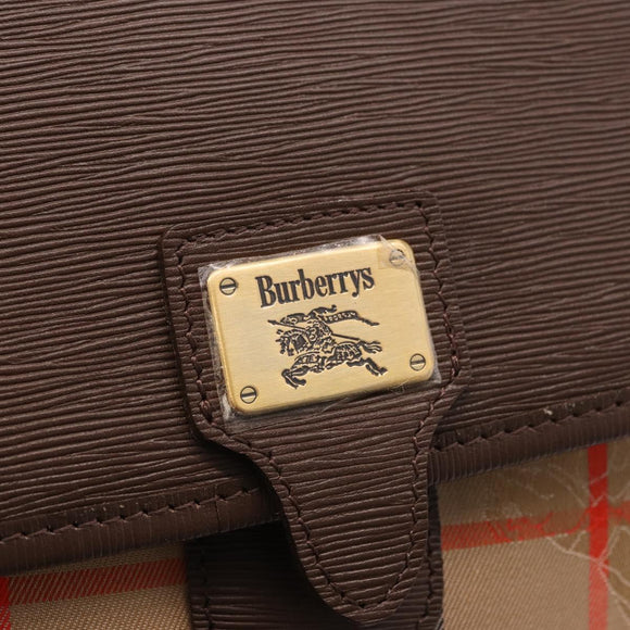 Burberrys Nova Check Clutch Bag Canvas Beige Gold Auth 189966