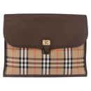 Burberrys Nova Check Clutch Bag Canvas Beige Gold Auth 189966-13