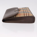 Burberrys Nova Check Clutch Bag Canvas Beige Gold Auth 189966-4
