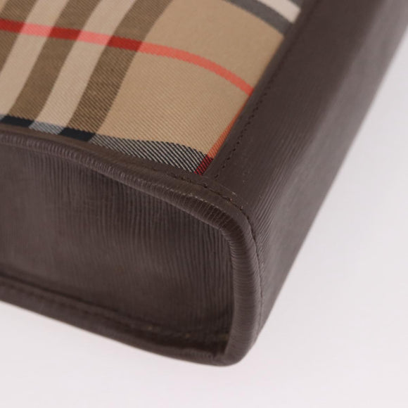 Burberrys Nova Check Clutch Bag Canvas Beige Gold Auth 189966