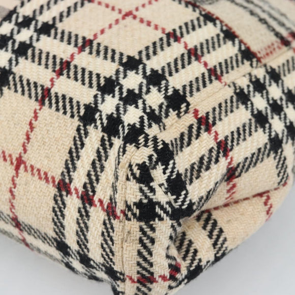 BURBERRY Nova Check Hand Bag Canvas Beige Gold Auth 189967