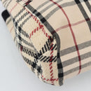 BURBERRY Nova Check Hand Bag Canvas Beige Gold Auth 189967-14