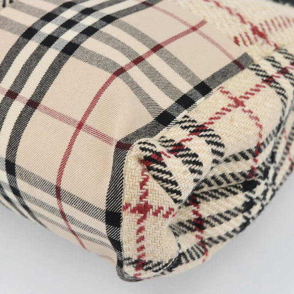 BURBERRY Nova Check Hand Bag Canvas Beige Gold Auth 189967