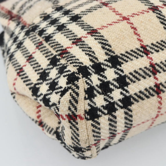 BURBERRY Nova Check Hand Bag Canvas Beige Gold Auth 189967