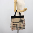 BURBERRY Nova Check Hand Bag Canvas Beige Gold Auth 189967-20
