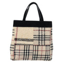 BURBERRY Nova Check Hand Bag Canvas Beige Gold Auth 189967-13