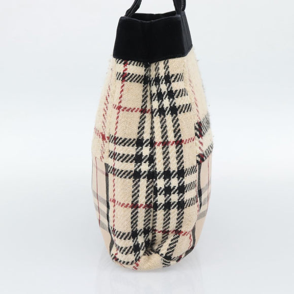 BURBERRY Nova Check Hand Bag Canvas Beige Gold Auth 189967