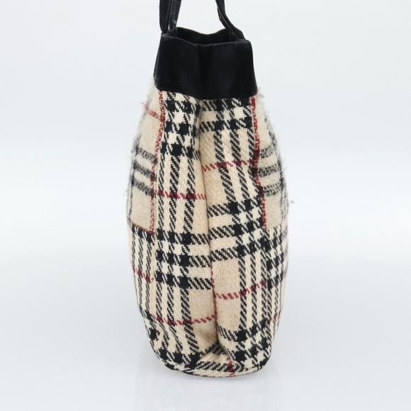 BURBERRY Nova Check Hand Bag Canvas Beige Gold Auth 189967