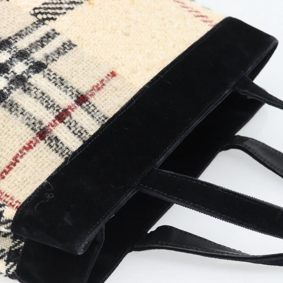BURBERRY Nova Check Hand Bag Canvas Beige Gold Auth 189967
