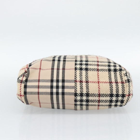 BURBERRY Nova Check Hand Bag Canvas Beige Gold Auth 189967