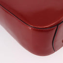 CELINE Star Ball Shoulder Bag Patent Leather Red Gold Auth 189968A-14