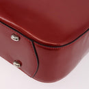 CELINE Star Ball Shoulder Bag Patent Leather Red Gold Auth 189968A-15