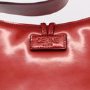 CELINE Star Ball Shoulder Bag Patent Leather Red Gold Auth 189968A-18