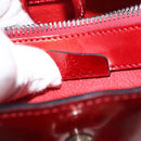 CELINE Star Ball Shoulder Bag Patent Leather Red Gold Auth 189968A-12