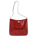 CELINE Star Ball Shoulder Bag Patent Leather Red Gold Auth 189968A-13