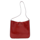 CELINE Star Ball Shoulder Bag Patent Leather Red Gold Auth 189968A-2