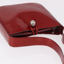 CELINE Star Ball Shoulder Bag Patent Leather Red Gold Auth 189968A-6