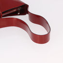 CELINE Star Ball Shoulder Bag Patent Leather Red Gold Auth 189968A-7