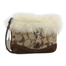 Coach Signature Accessory Pouch Canvas Beige Silver Auth 189969A-1