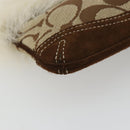 Coach Signature Accessory Pouch Canvas Beige Silver Auth 189969A-16
