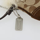 Coach Signature Accessory Pouch Canvas Beige Silver Auth 189969A-10
